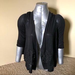 Womens large Rue21 cardigan, black with lace and buttons